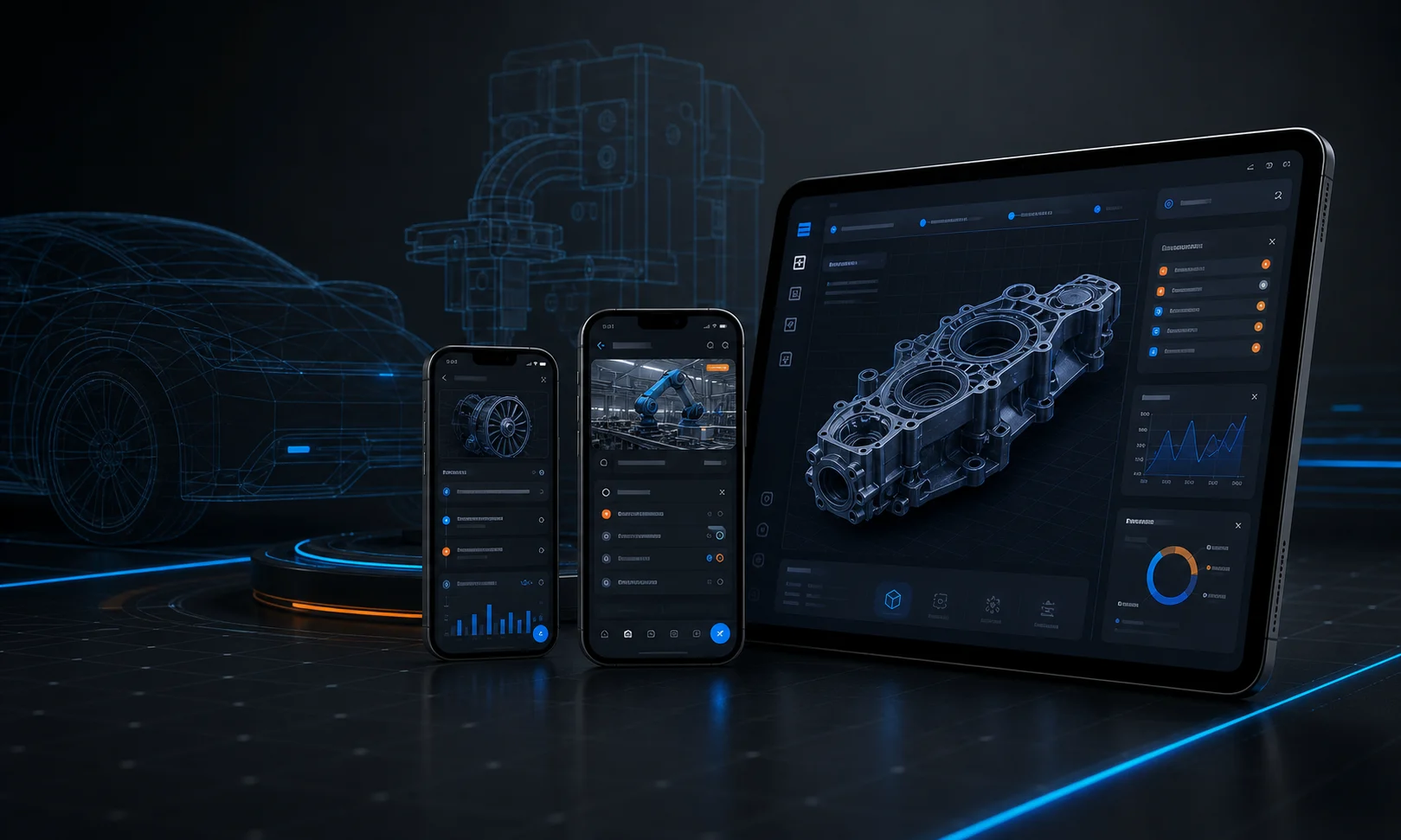 Enterprise engineering applications and digital product interface concept